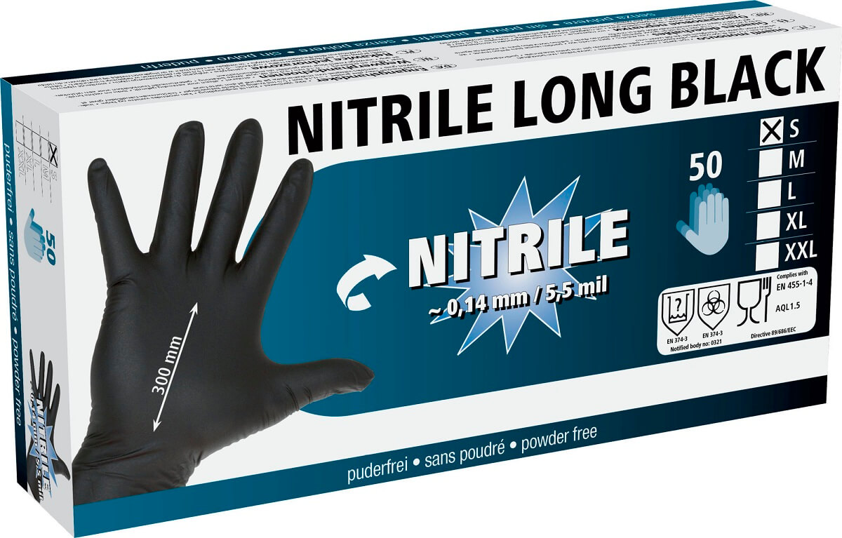 KERBL Einmalhandschuh Nitrile Long Black