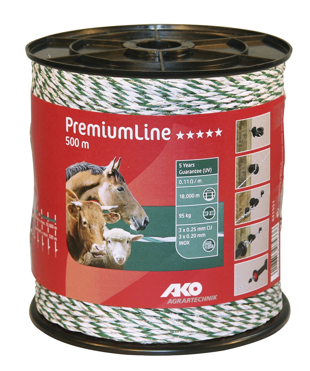AKO PremiumLine Weidezaunlitze weiß / grün