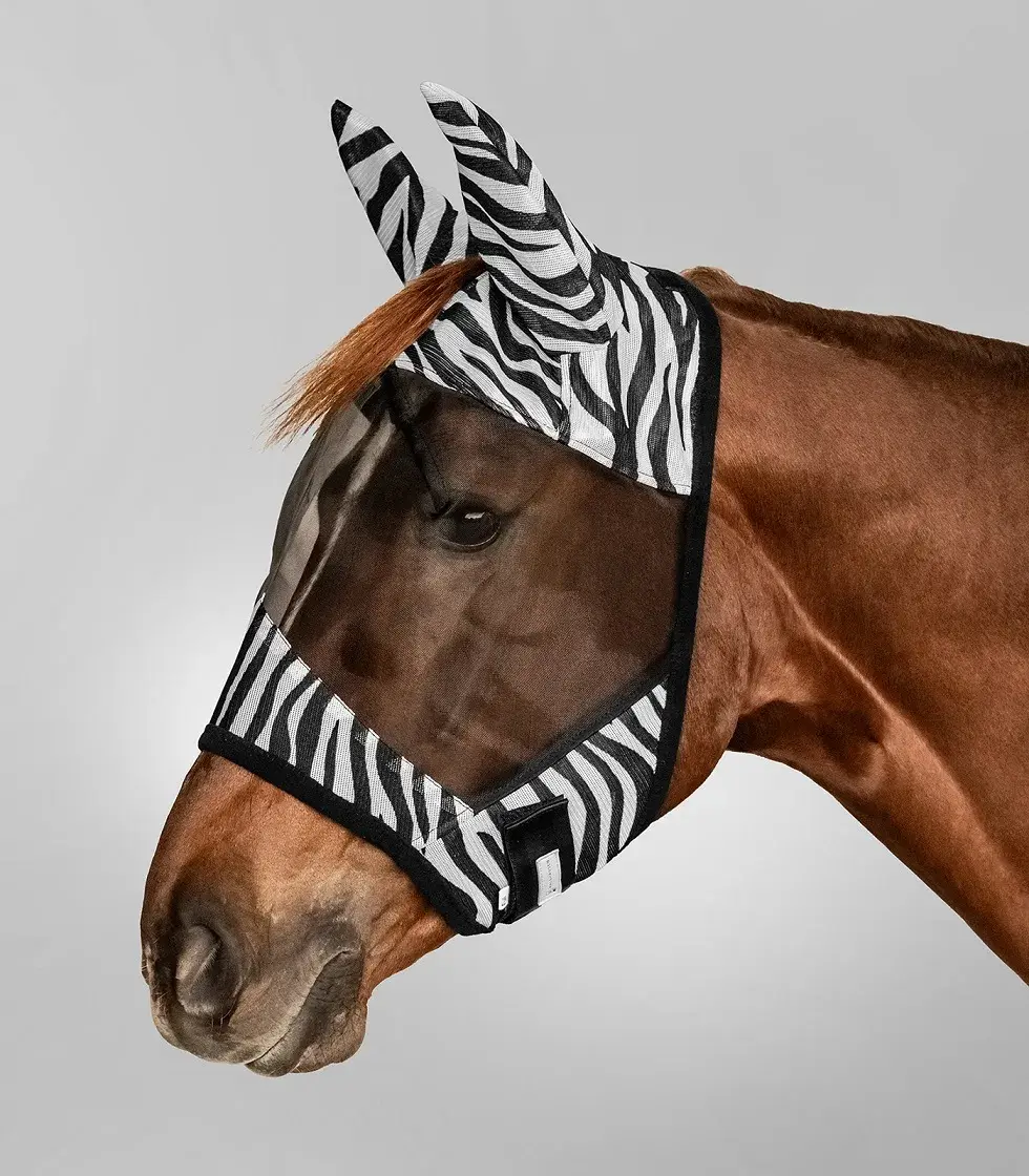 WALDHAUSEN Fliegenmaske Zebra mit Ohrenschutz