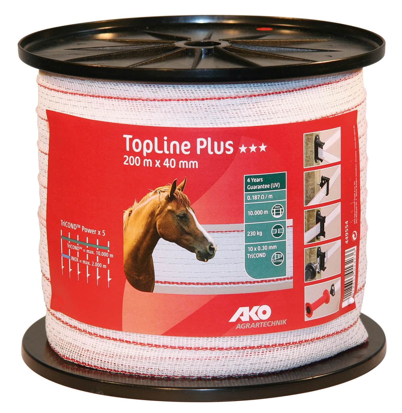 AKO TopLine Plus Breitband 40 mm, 200 m - weiß / rot