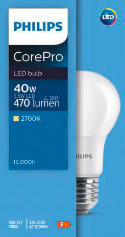 PHILIPS CorePro LED-Birne warmweiß 2700 K, E27 matt