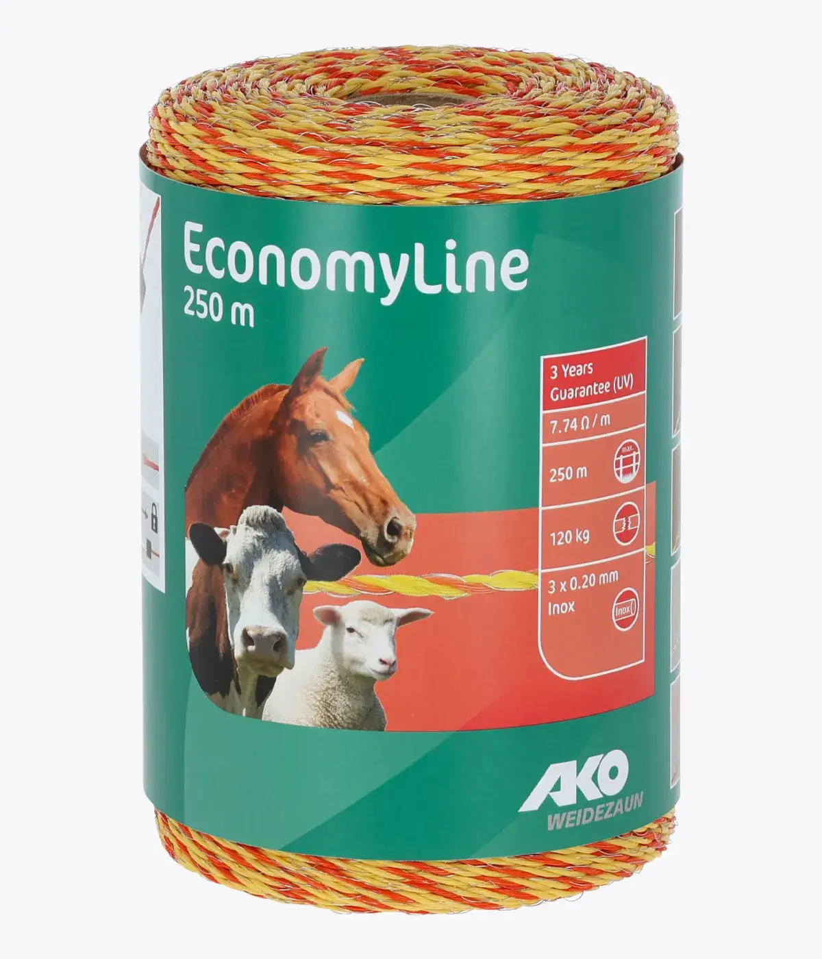 AKO EconomyLine Weidezaunlitze 250 m, gelb / orange