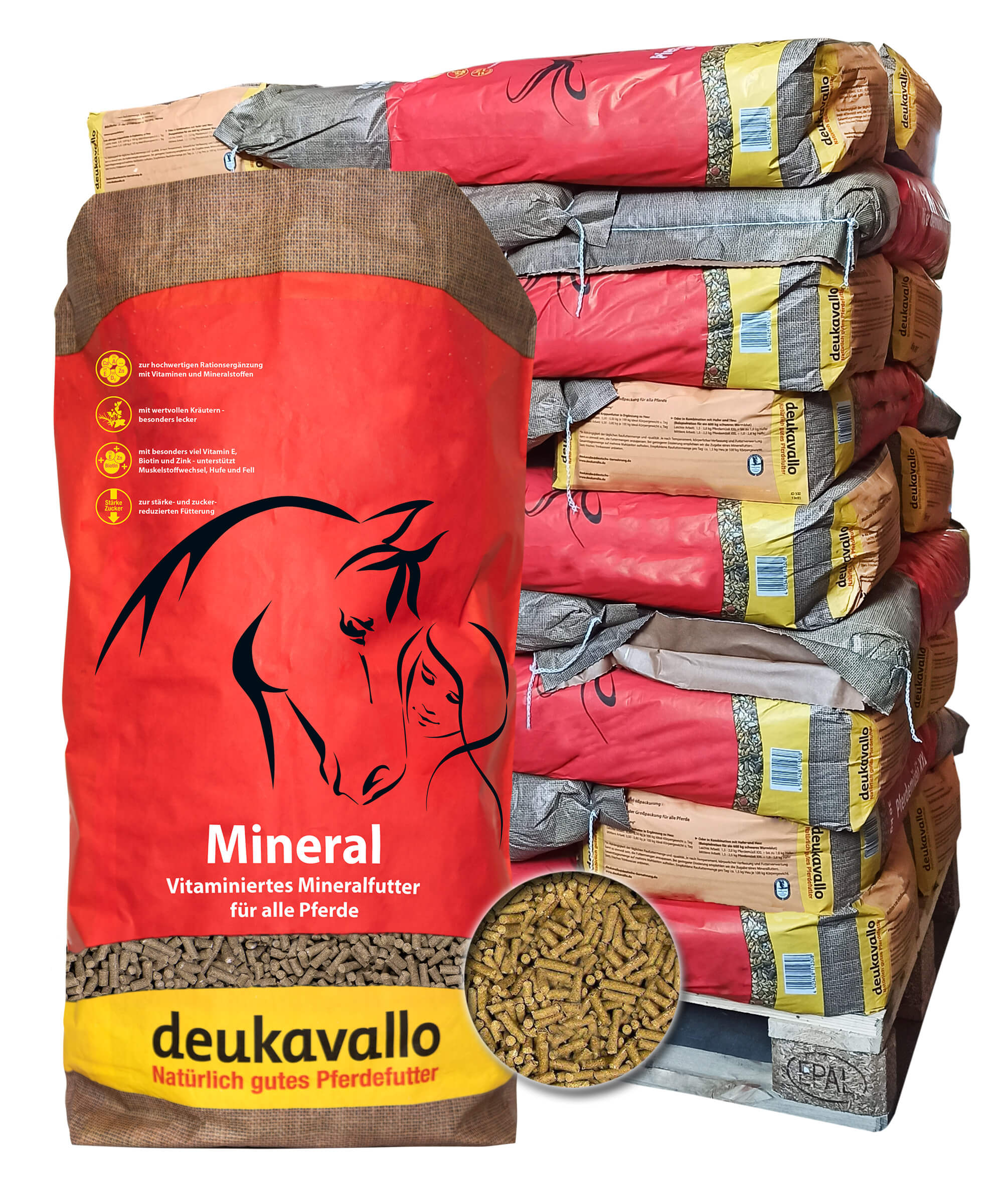 DEUKAVALLO Mineral das schmackhafte Mineralfutter für Pferde - 1 Palette