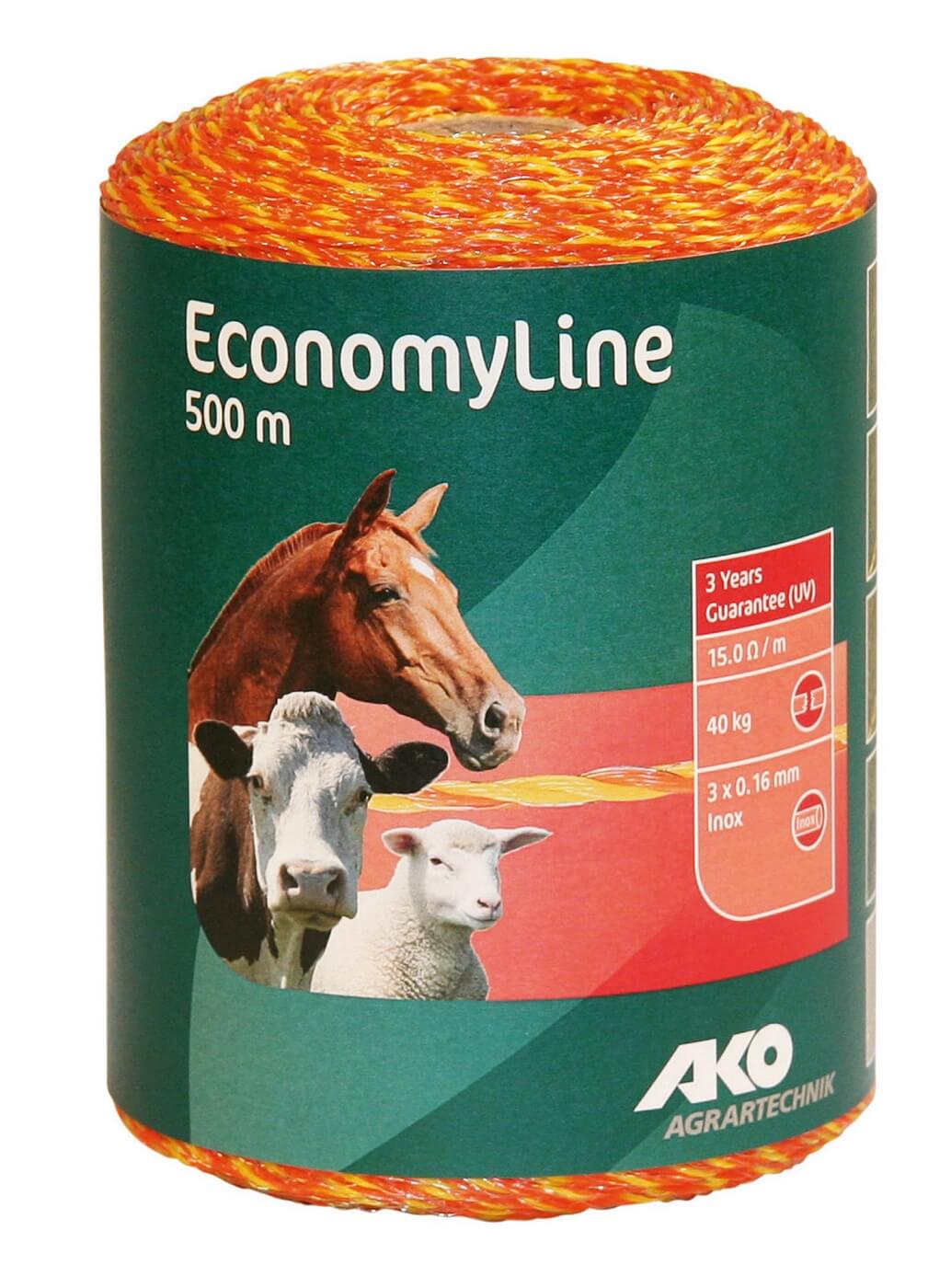 AKO EconomyLine Weidezaunlitze 500 m - gelb / orange