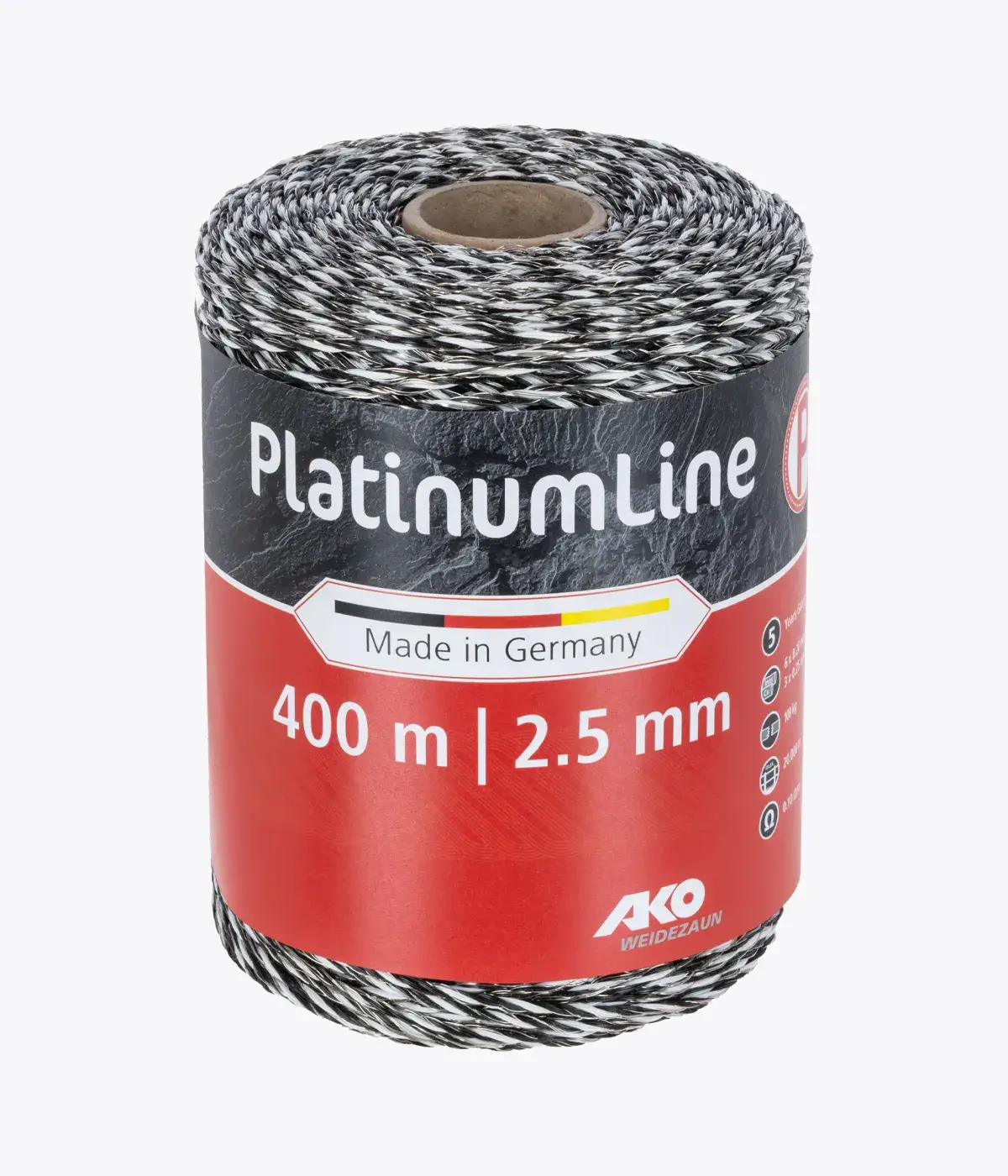 AKO Weidezaunlitze PlatinumLine 2,5 mm - schwarz / weiß