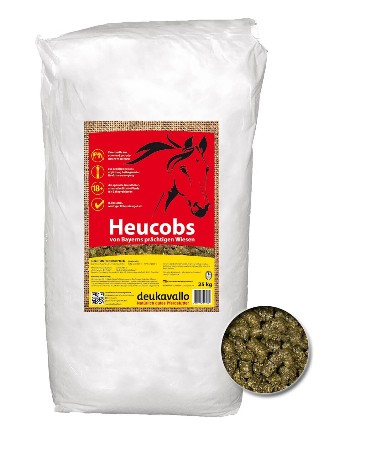 DEUKAVALLO Heucobs 25 kg - ideal als Heuergänzer oder Heuersatz